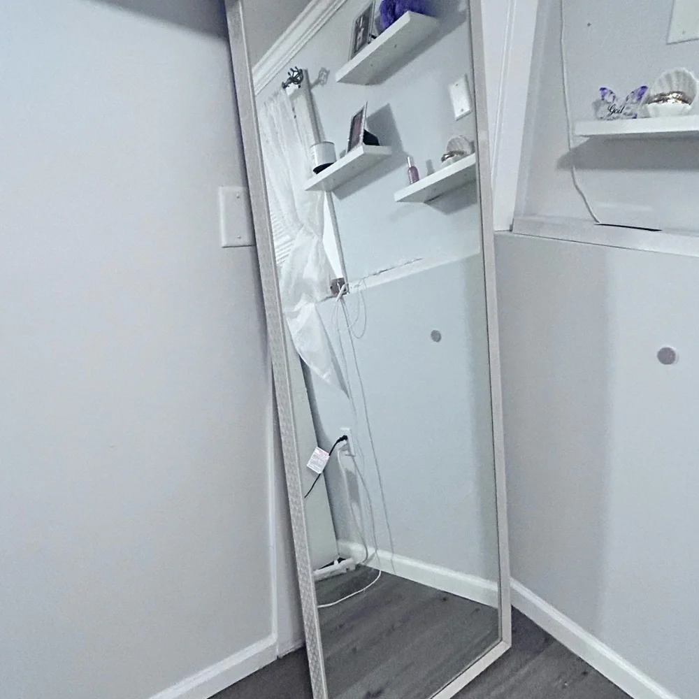 Full-Length Mirror with White Frame
